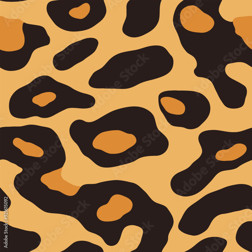 nature inspired camouflage pattern of brown and amber spots on yellow background