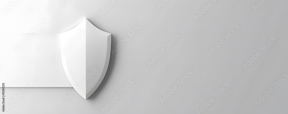 White Shield Shape on a White Surface White Shield Shape on a White Surface