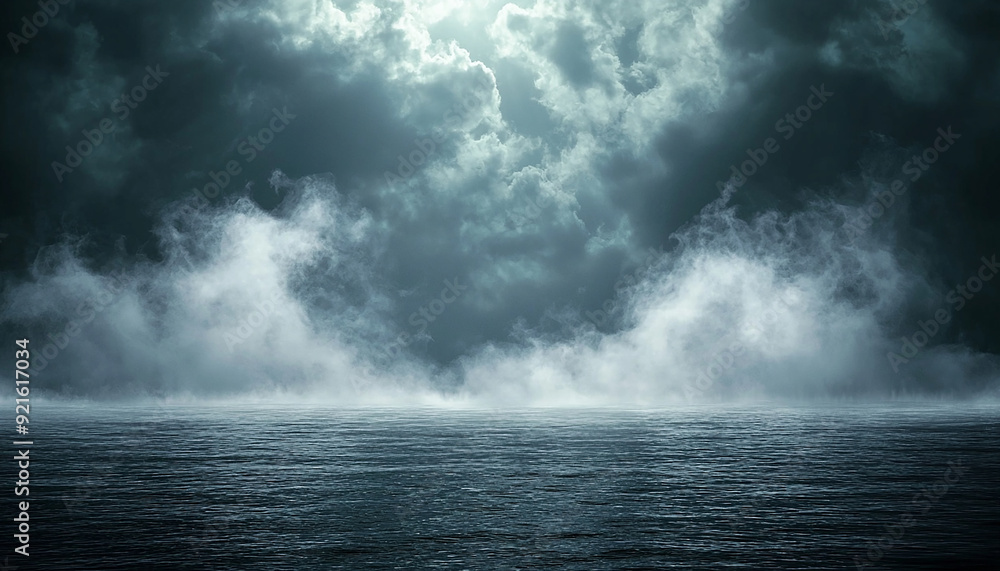 Dark sky over water, ominous storm clouds gather generated by AI Dark sky over water, ominous storm clouds gather generated by AI
