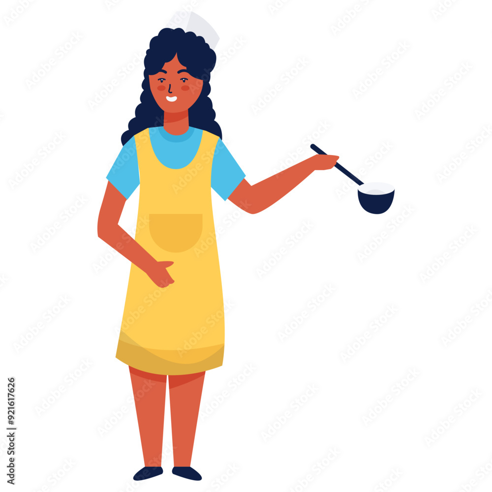 Kitchen Worker Character. Vector Graphic Illustration in Cartoon Design and Shape. Kitchen Worker Character. Vector Graphic Illustration in Cartoon Design and Shape.