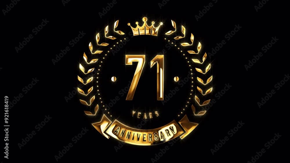 71st Anniversary Celebration. Happy 71 Years Anniversary Animation in Gold Color on the Transparent Background, Alpha Channel. Great for greetings, celebrations, events, and gifts. 71st Anniversary Celebration. Happy 71 Years Anniversary Animation in Gold Color on the Transparent Background, Alpha Channel. Great for greetings, celebrations, events, and gifts.