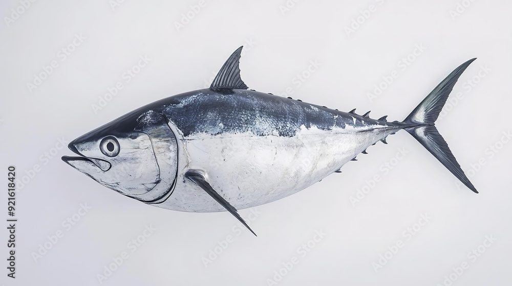 Obraz premium High-Detail Isolated Tuna Fish: Realistic and Detailed Illustration