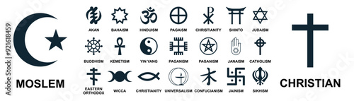 set of religion symbol, faith icon