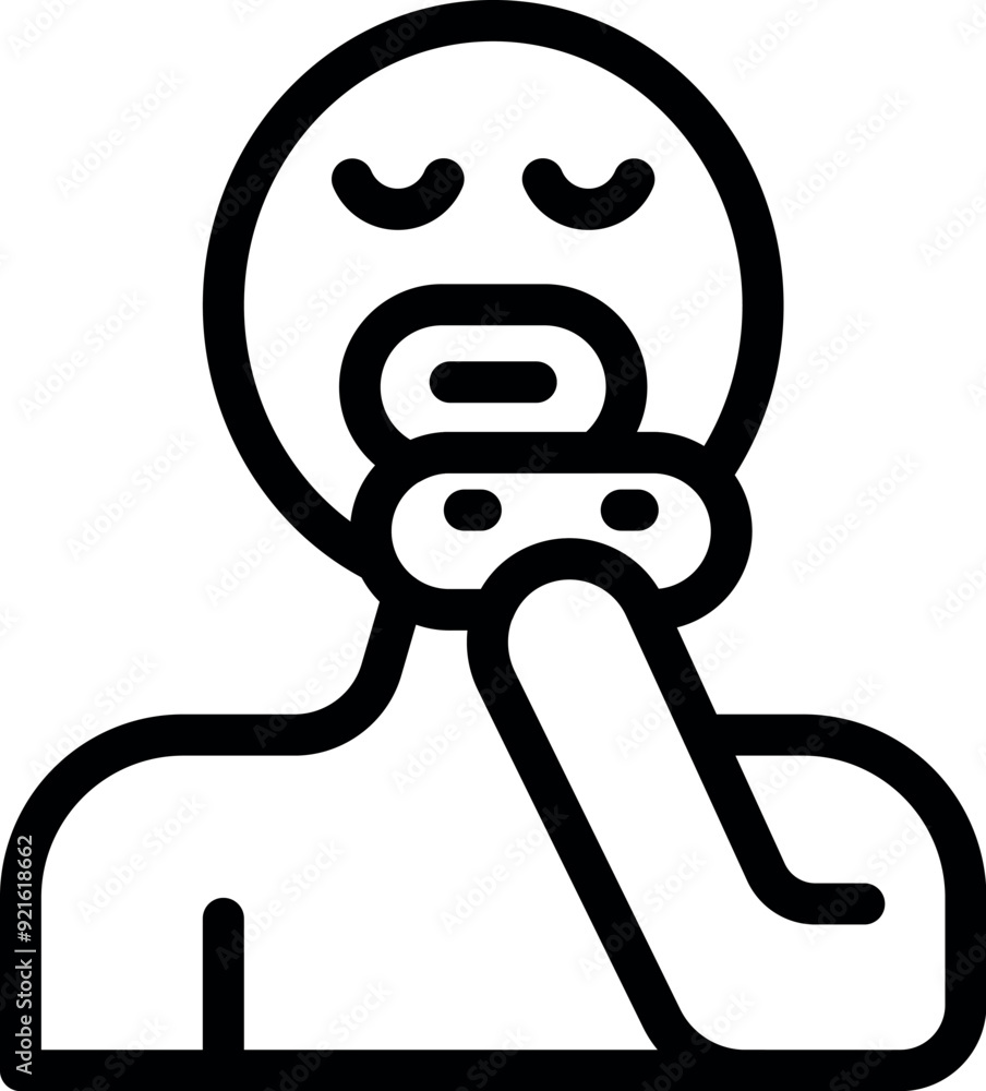 Simple icon of a person taking medicine with their eyes closed, symbolizing the act of swallowing pills Simple icon of a person taking medicine with their eyes closed, symbolizing the act of swallowing pills