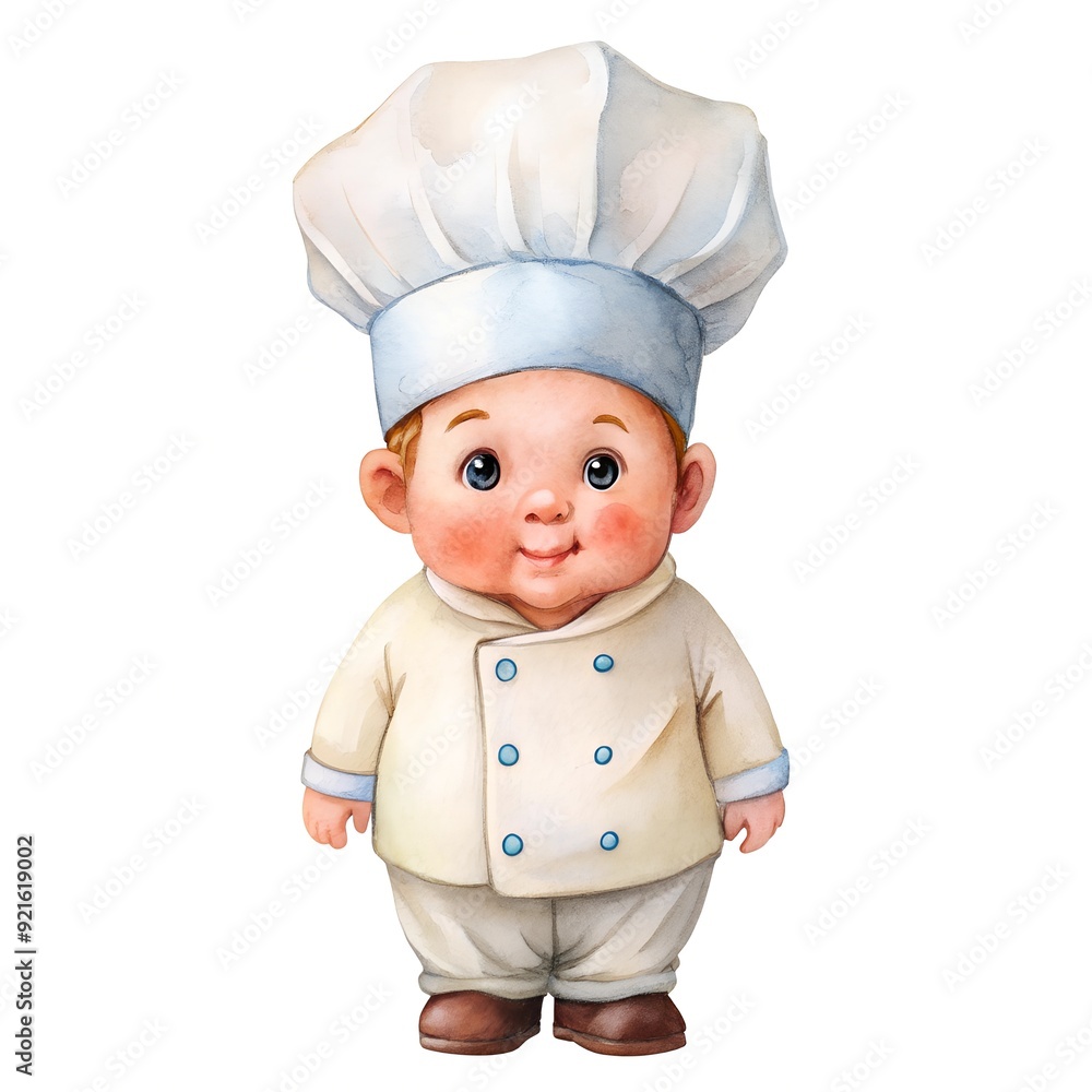 Adorable Baby Chef in White Hat and Uniform Cute Child Culinary Theme Adorable Baby Chef in White Hat and Uniform Cute Child Culinary Theme