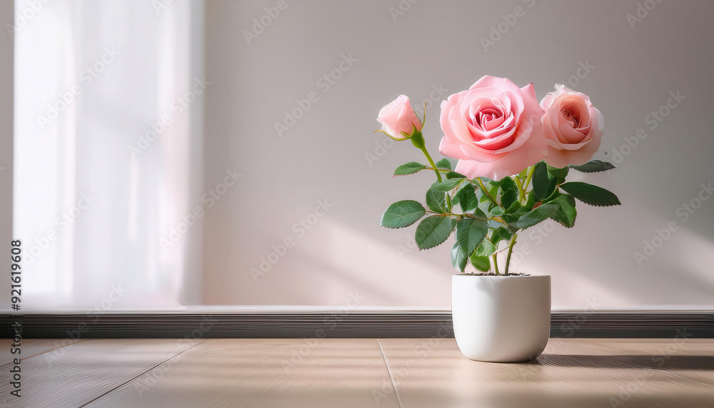 Sunlit Pink Roses in a Minimalist Vase Sunlit Pink Roses in a Minimalist Vase