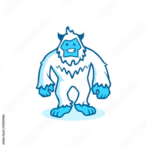 yeti cartoon logo design template, flat design