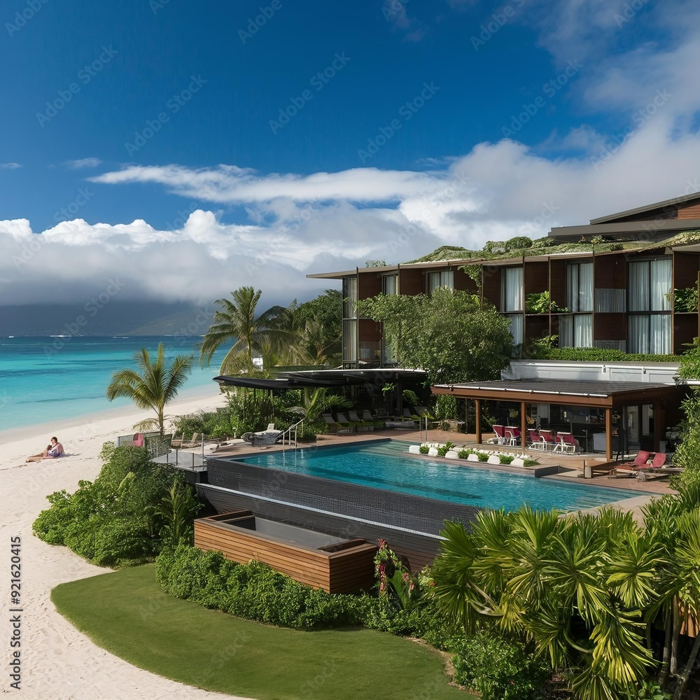 Fototapeta premium tropical resort pool hawaiian