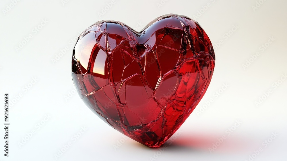 transparent heart made of fragile red glass transparent heart made of fragile red glass