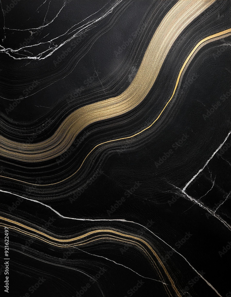 Fototapeta premium Tekstura marmur w kolorze czarnym ze złotym dodatkiem luksusowa tapeta generative ai