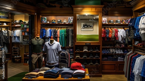 A shop selling golf equipment, clothing for sports and golf competitions.