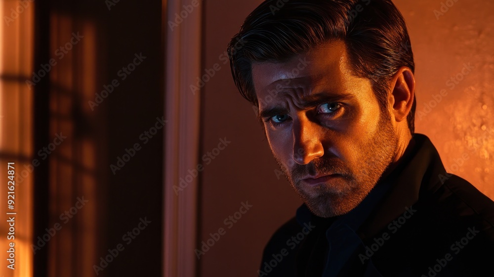 Close-up Portrait of a Man with a Serious Expression Close-up Portrait of a Man with a Serious Expression