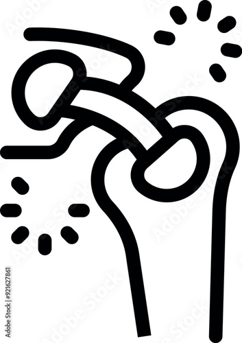Simple vector icon representing a shoulder suffering from arthritis, ideal for medical and healthcare related projects