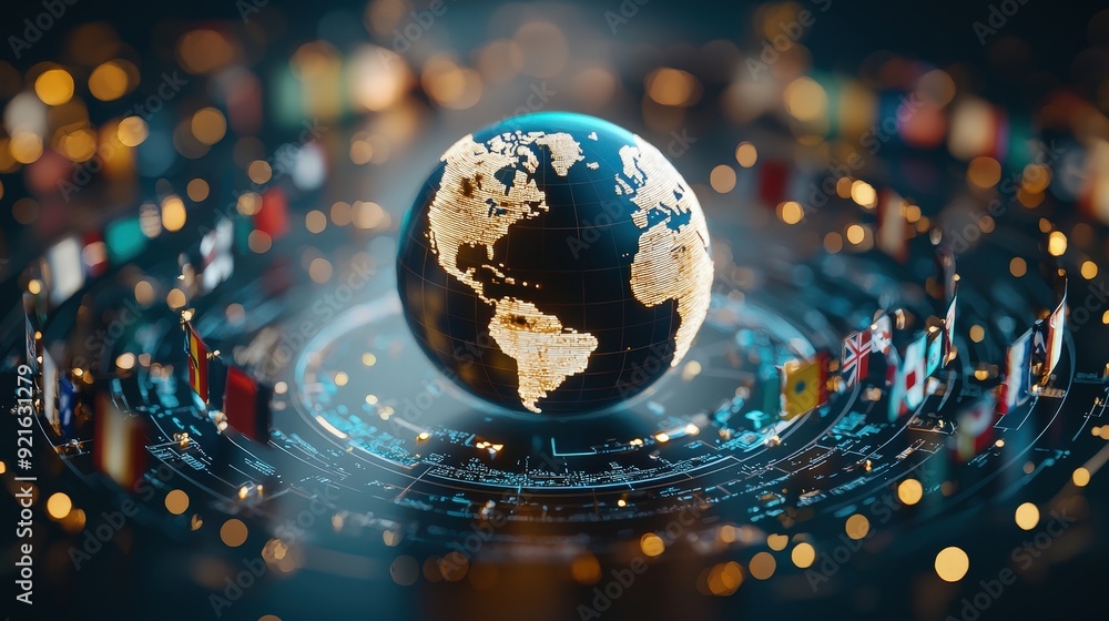 custom made wallpaper toronto digitalInternational flags encircling a globe with the ICJ logo at the center symbolizing global cooperation in justice