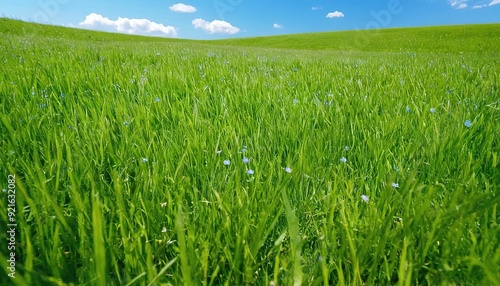 Green grass field and blue sky 8