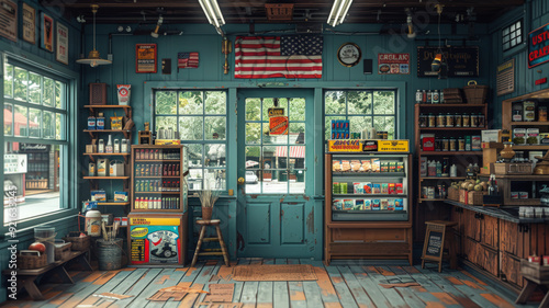 Classic Country Store Interior With Vintage Decor And Retro Product Displays