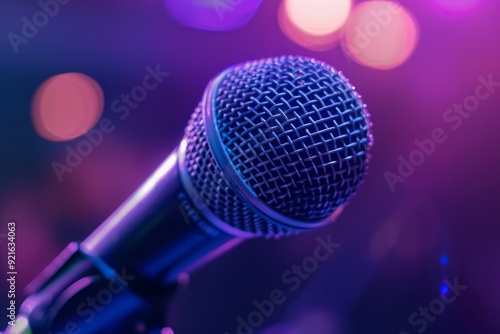 Close-up of a Microphone on Stage