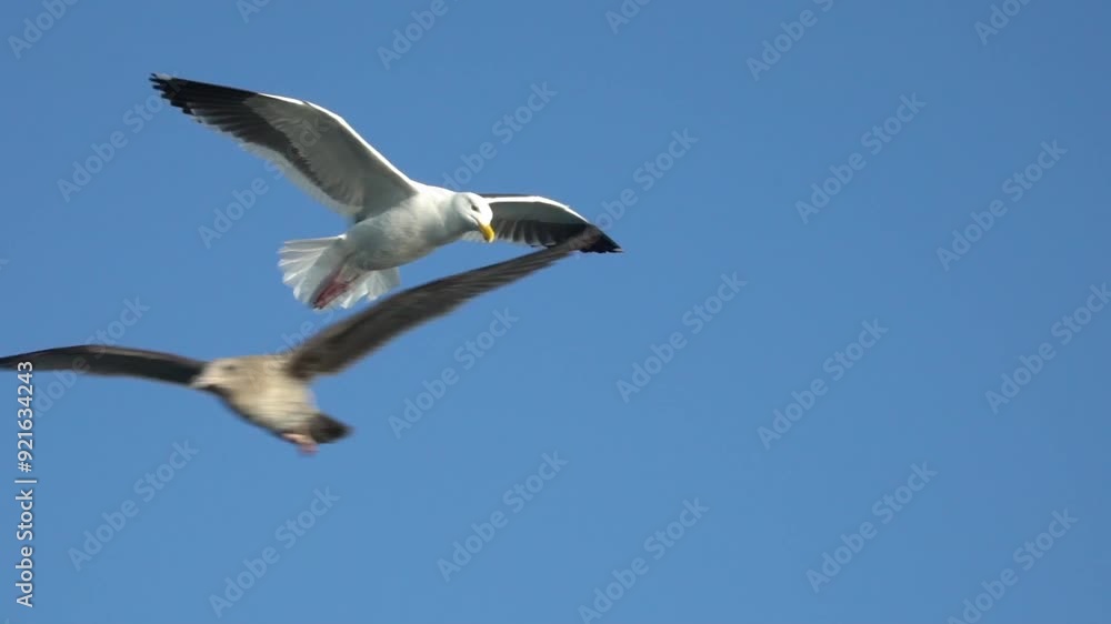 Experience the beauty of seagulls in flight with this detailed close-up footage capturing the elegance and grace of these magnificent birds. Experience the beauty of seagulls in flight with this detailed close-up footage capturing the elegance and grace of these magnificent birds.