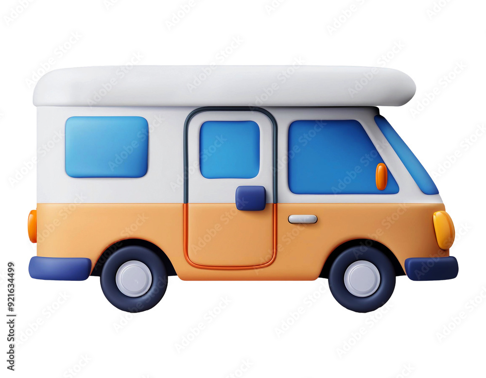 Playful 3D Cute Camper van Illustration Playful 3D Cute Camper van Illustration