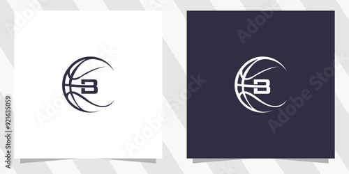 letter b with basketball logo design vector