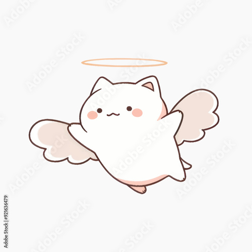 Cute angelic cat with wings