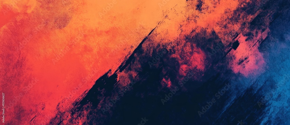 Abstract background with blurred colors, grainy texture and gradient in orange, red, blue and black colors. Abstract background with blurred colors, grainy texture and gradient in orange, red, blue and black colors.