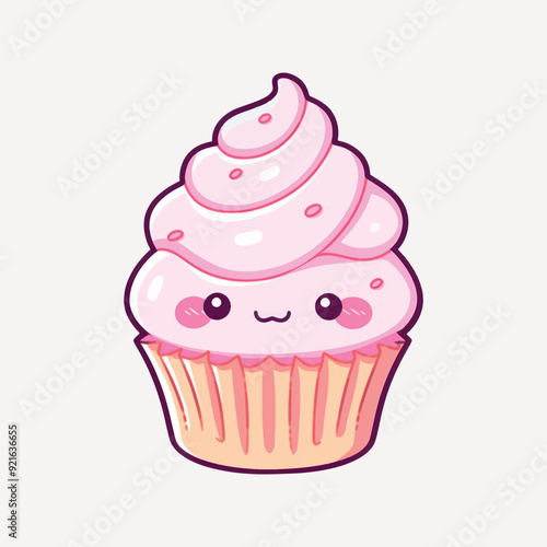 Cute kawaii cupcake illustration