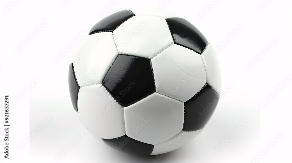 Fototapeta premium White with Black Soccer Ball: Classic design white with black soccer ball on a white background.