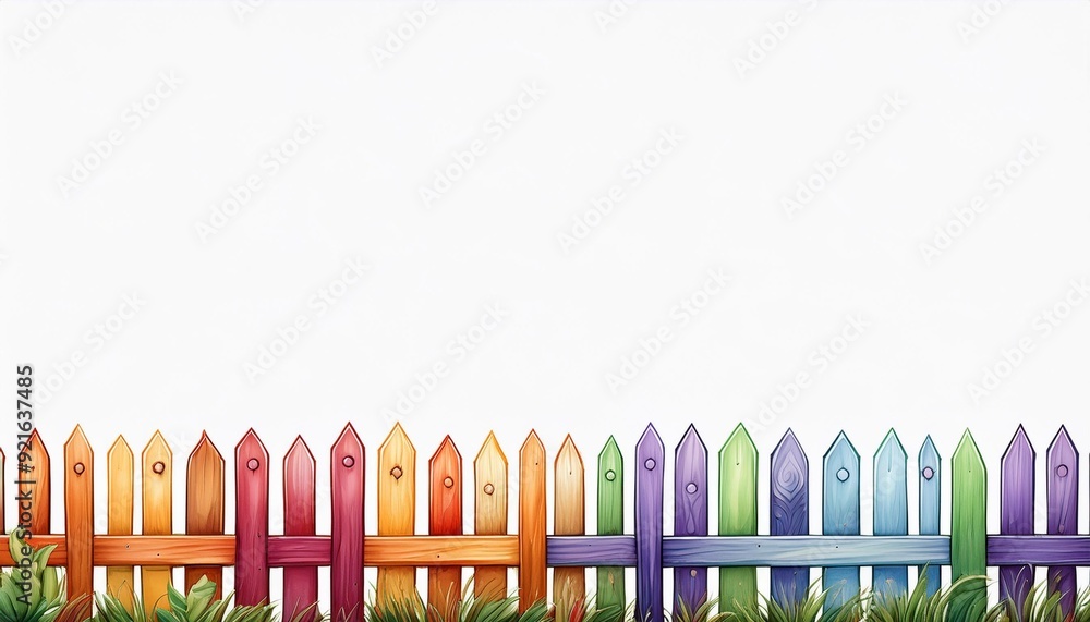 カラフルな塀の壁紙イラスト