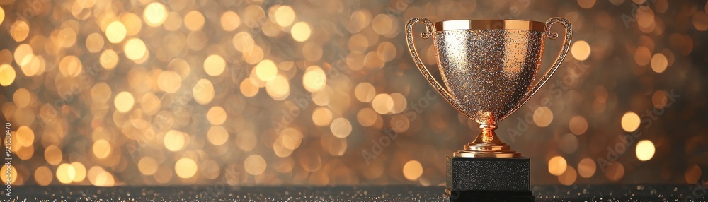 A shiny award trophy with a golden background, perfect for celebrating achievement and success in various competitions and events. A shiny award trophy with a golden background, perfect for celebrating achievement and success in various competitions and events.