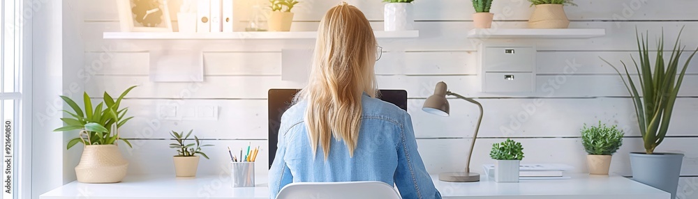 A high-resolution photo of a young professional working remotely from a clean, stylish home office, soft natural light, A high-resolution photo of a young professional working remotely from a clean, stylish home office, soft natural light,