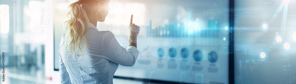 A high-resolution photo of a businesswoman holding a presentation in a clean, bright office, engaging and professional, A high-resolution photo of a businesswoman holding a presentation in a clean, bright office, engaging and professional,