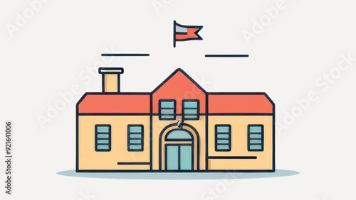 Minimalist school building illustration