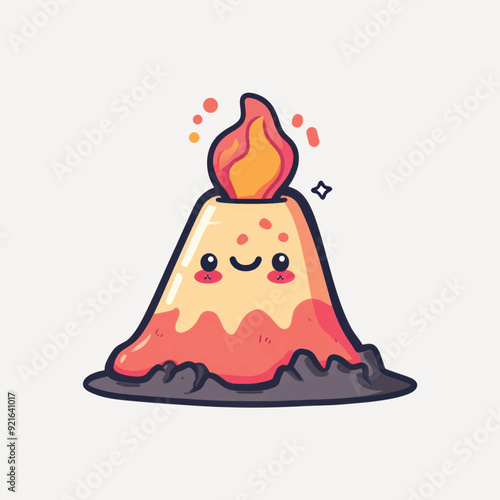 Cute cartoon volcano eruption
