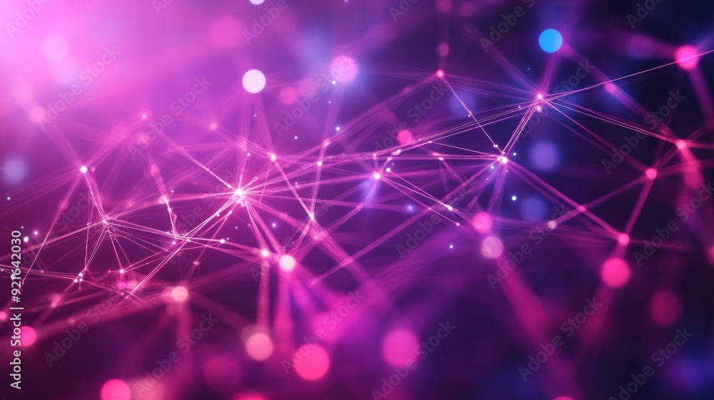 Abstract Network Connection with Pink and Blue Lights Abstract Network Connection with Pink and Blue Lights