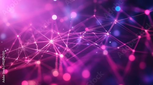 Abstract Network Connection with Pink and Blue Lights