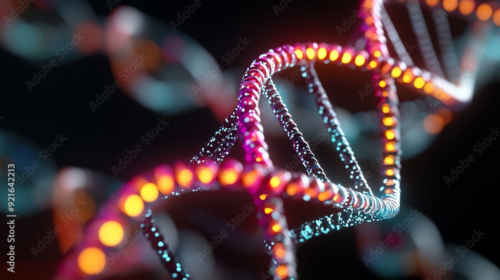 A visually engaging poster on biotechnology, with colorful DNA helix graphics and cell structure images A visually engaging poster on biotechnology, with colorful DNA helix graphics and cell structure images