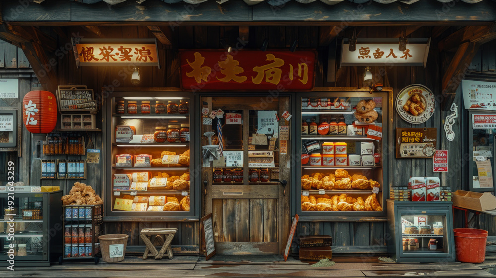 Traditional Asian Street Storefront With Fresh Baked Goods and Snacks Traditional Asian Street Storefront With Fresh Baked Goods and Snacks