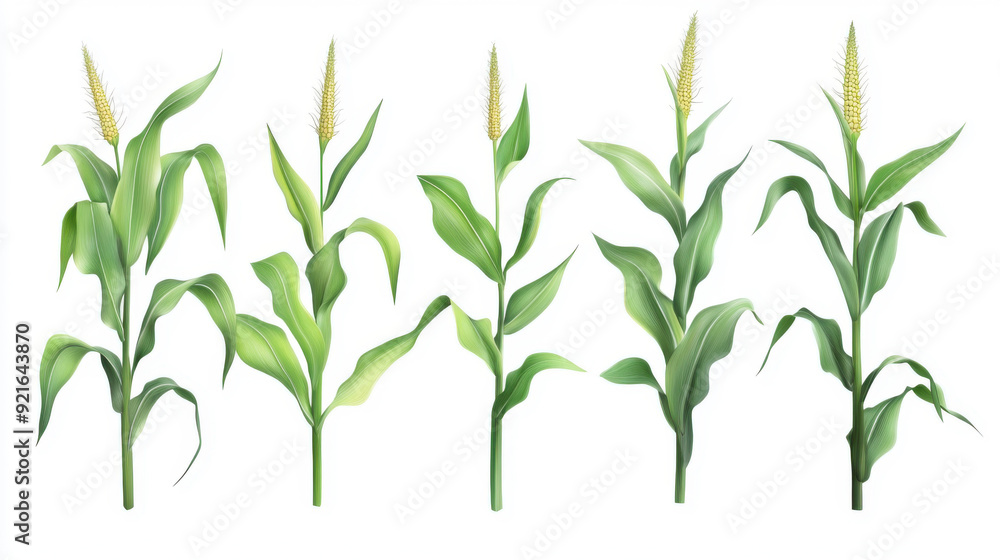 Fototapeta premium Collection corn plant isolated on a white background