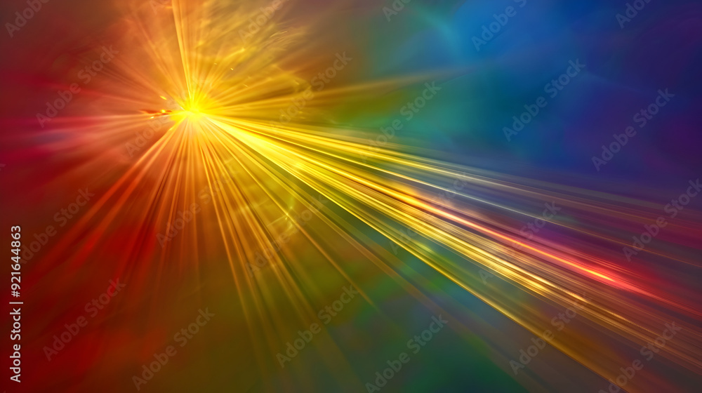 Abstract Background with Golden Light Rays and Blurry Colors Abstract Background with Golden Light Rays and Blurry Colors