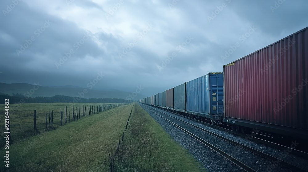 Freight train loaded with containers Freight train loaded with containers