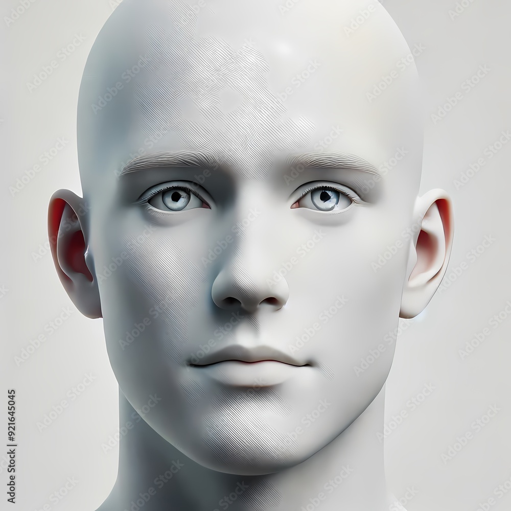 Close-up 3D render of a female mannequin head with red hair, showcasing its flawless beauty and intricate details Close-up 3D render of a female mannequin head with red hair, showcasing its flawless beauty and intricate details