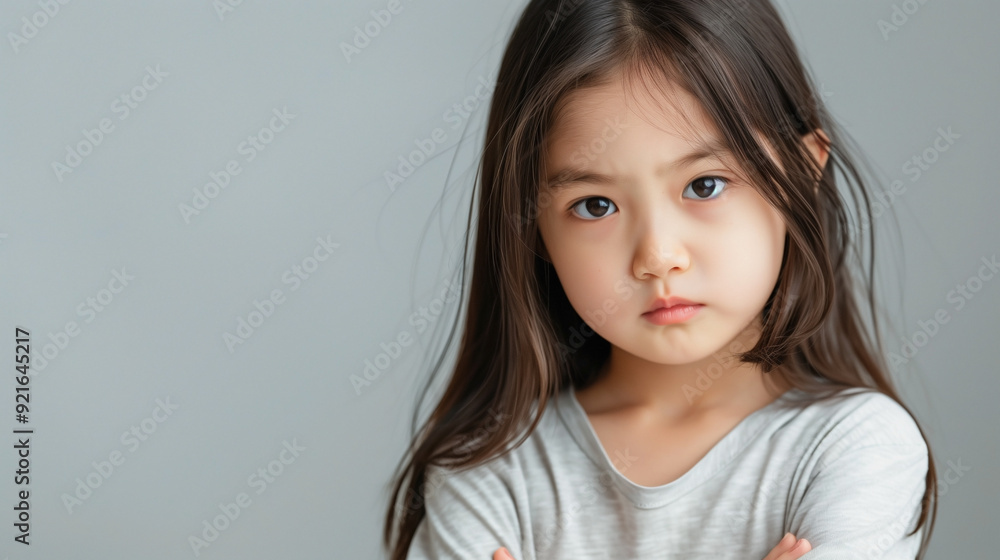 an angry little girl standing with her arms crossed an angry little girl standing with her arms crossed