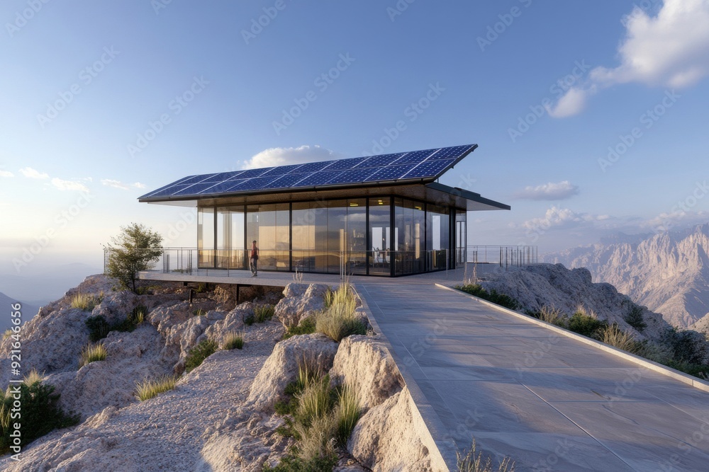 Mountain restoration features solar-powered observation decks, merging environmental conservation, renewable energy, and landscape restoration. Mountain restoration features solar-powered observation decks, merging environmental conservation, renewable energy, and landscape restoration.