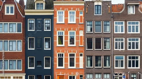 Typical facades of traditional Dutch houses in Amsterdam, Netherlands.