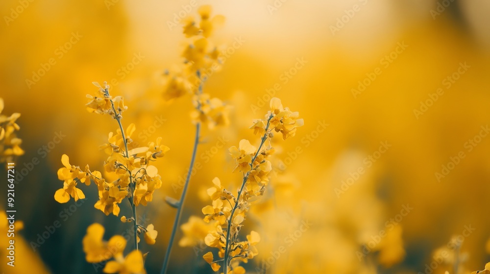 A vibrant yellow rapeseed field in full bloom, stretching as far as the eye can see. A vibrant yellow rapeseed field in full bloom, stretching as far as the eye can see.