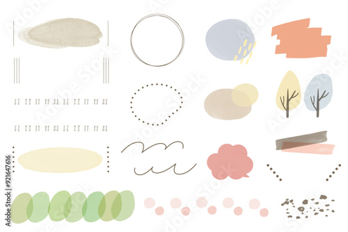 おしゃれなチラシに使えるあしらい 水彩　おしゃれ　かわいい　手書き　フレーム　吹き出し　