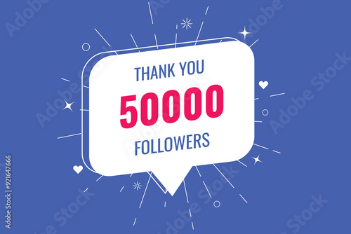 50000  OR 50k followers celebration. Thank you 50000  followers congratulation template banner. banner for social 50k friends and followers. celebrate subscribers and followers.
