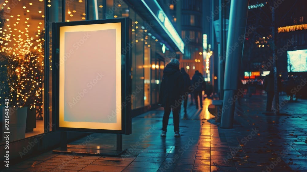 Blank Billboard in a City Night Blank Billboard in a City Night