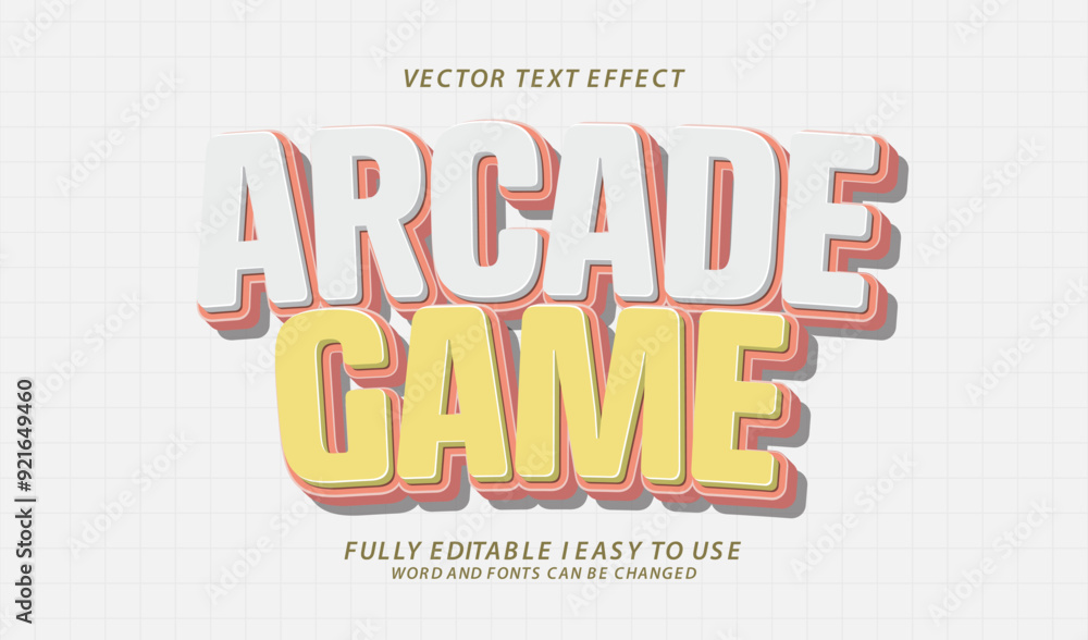 Fototapeta premium 3d editable arcade game text effect graphic style template
